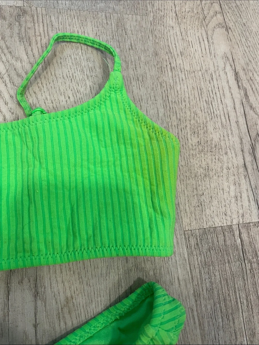triangl swimwear Neon Green Ribbed Bikini Top